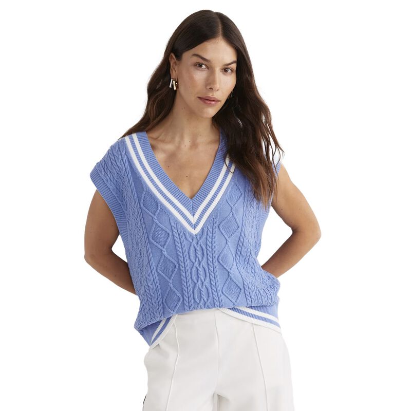 Sportscraft Elka Cable Vneck Vest image number 0